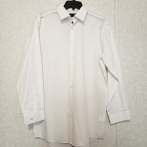 JF J.FERRAR  SLIM...LONG SLEEVE BUTTON UP SHIRT...WHITE...SIZE:LARGE